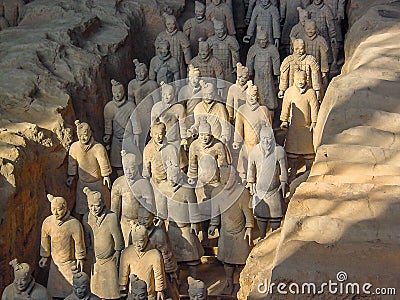 The Terracotta Army warriors at the tomb of Chinaâ€™s First Emperor in Xian. Unesco World Heritage site. Editorial Stock Photo